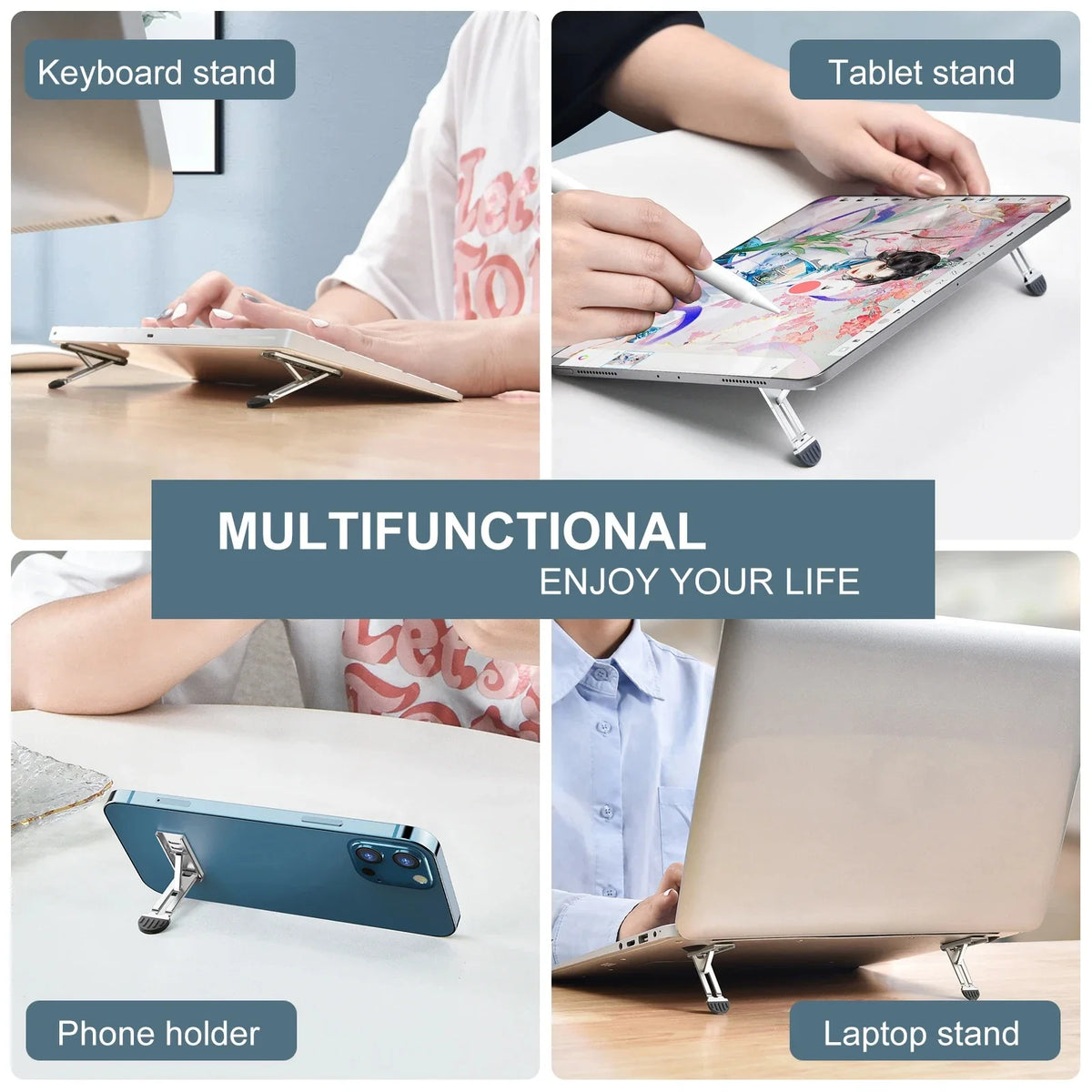 Ultra-Thin Folding Metal Laptop and Tablet Stand Riser