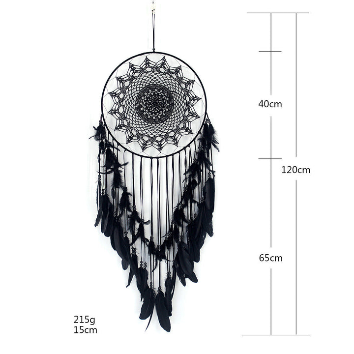 Large Black Feather Dream Catcher Wall Decor Statement