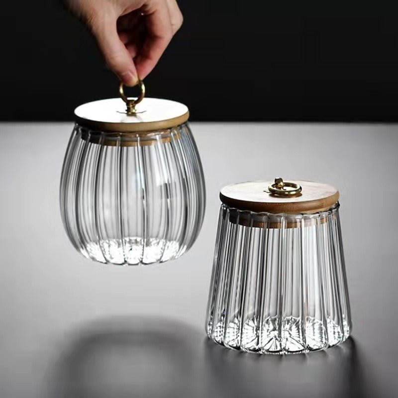 Large Glass Tea Jar with Bamboo Lid for Kitchen Storage