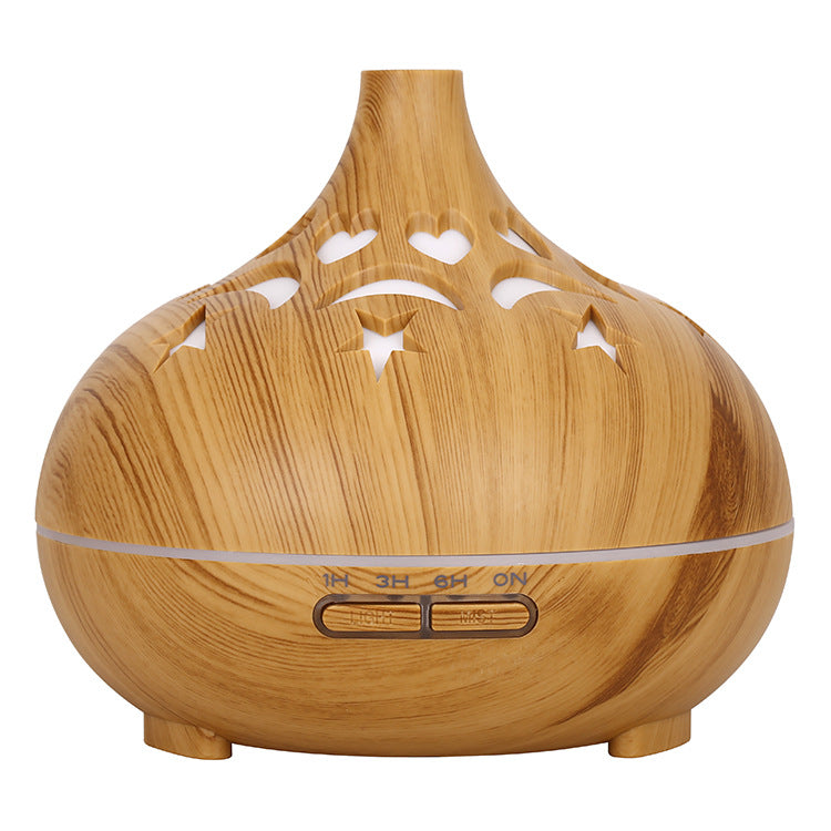 Wood Grain Aroma Diffuser with Star & Heart Night Light