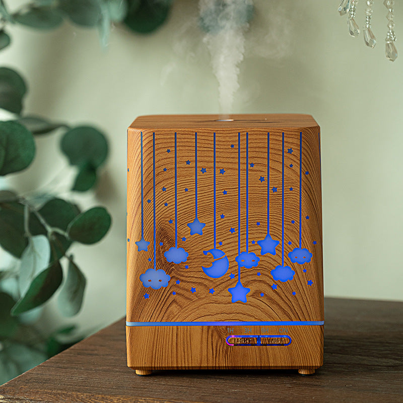 Wood Grain Aroma Diffuser with Remote and Star Light