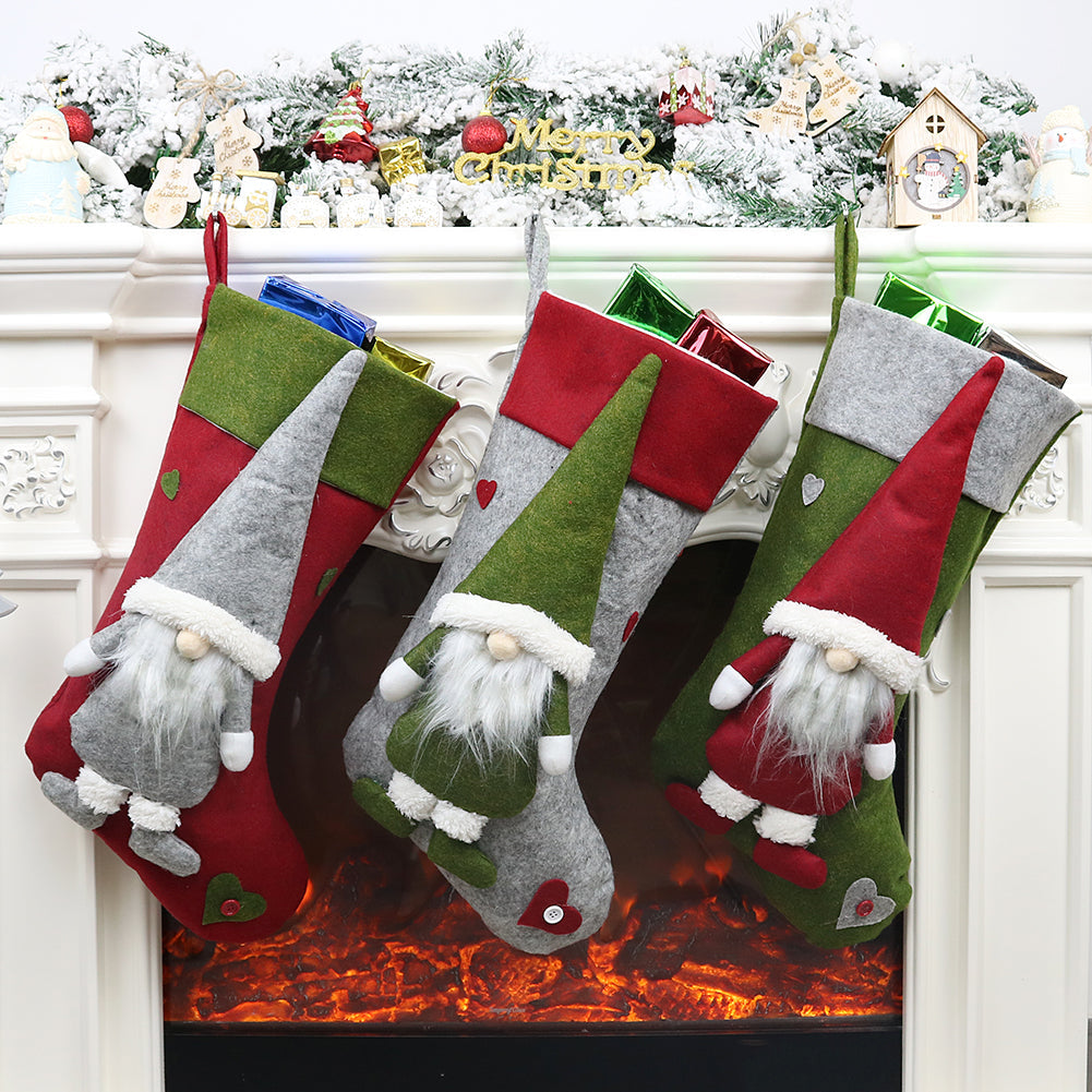 Christmas Stockings With Santa Gnome Holiday Charm