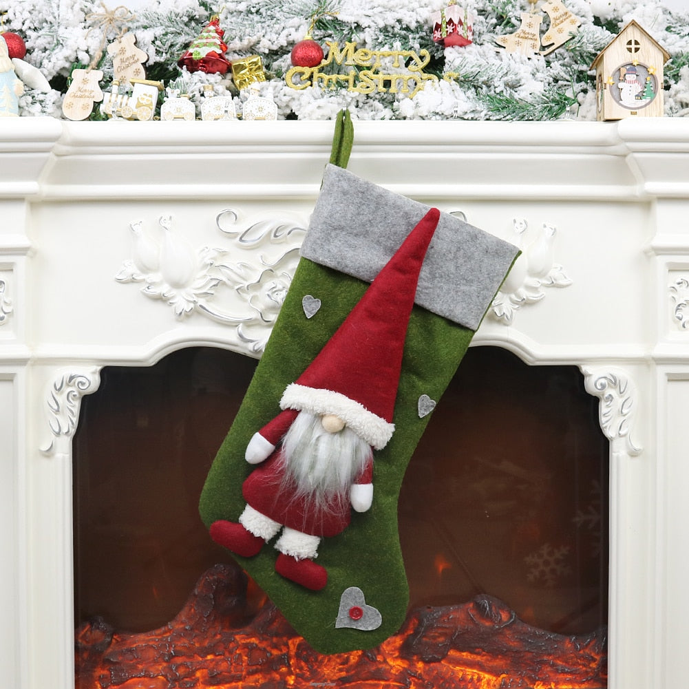 Christmas Stockings With Santa Gnome Holiday Charm