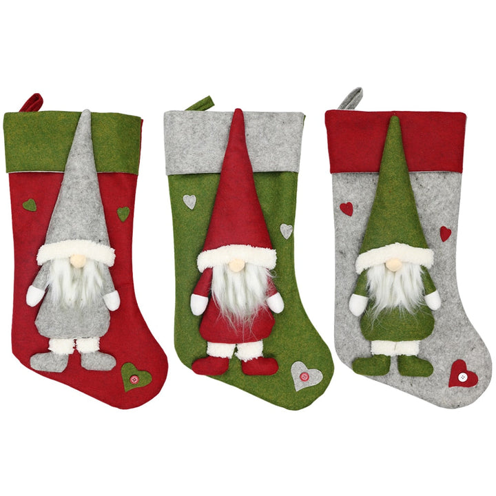 Christmas Stockings With Santa Gnome Holiday Charm