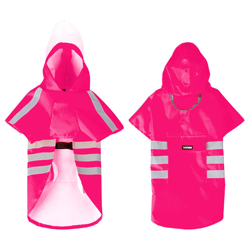 Large Dog Raincoat With Reflective Waterproof Hood