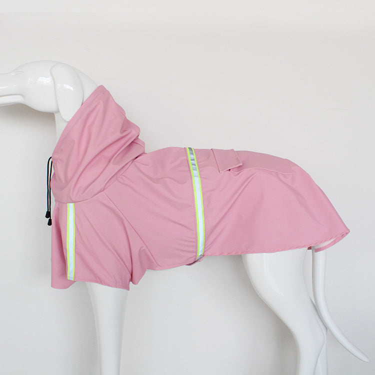 Large Dog Raincoat With Reflective Waterproof Hood