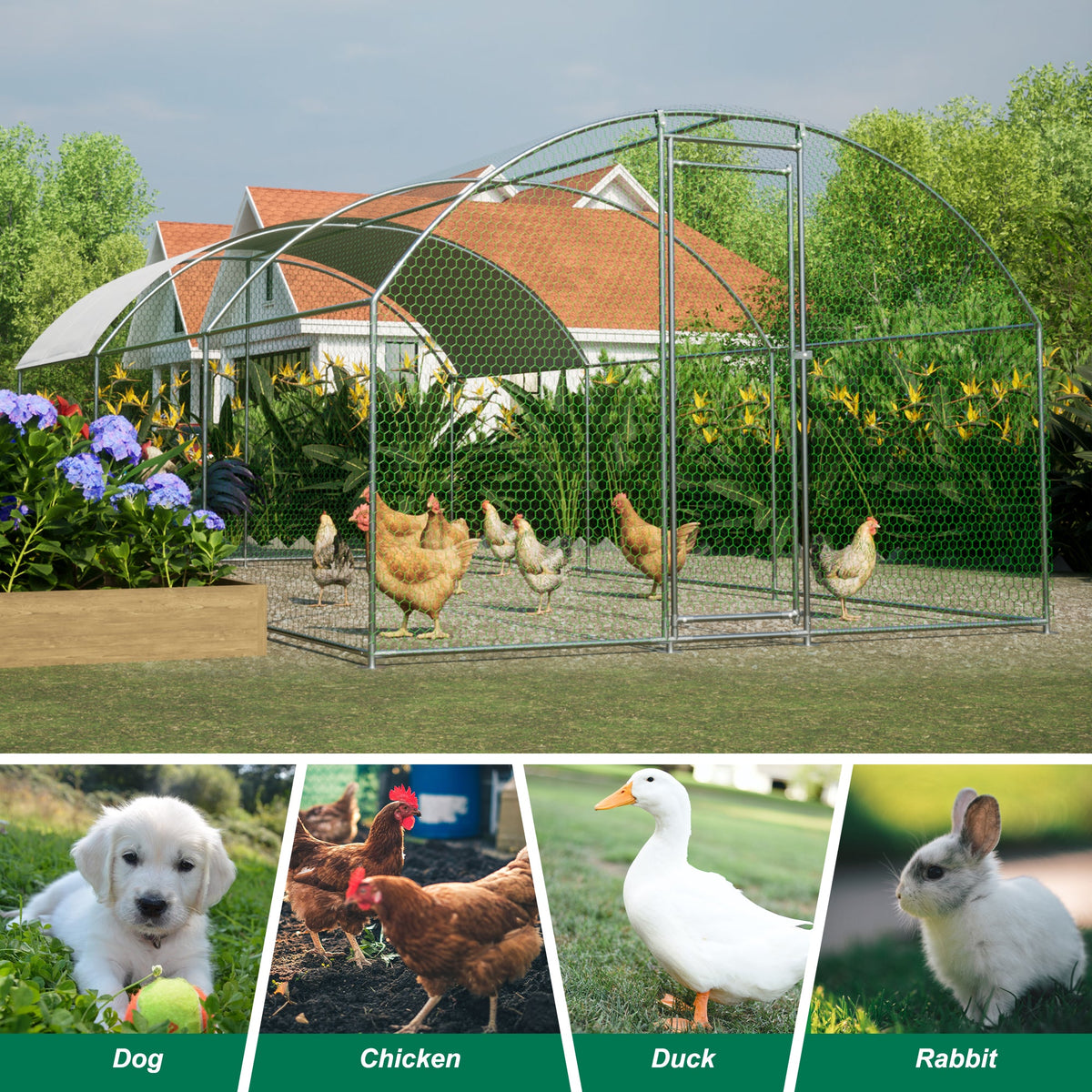 Walk-In Dome Chicken Coop With UV-Resistant Cover