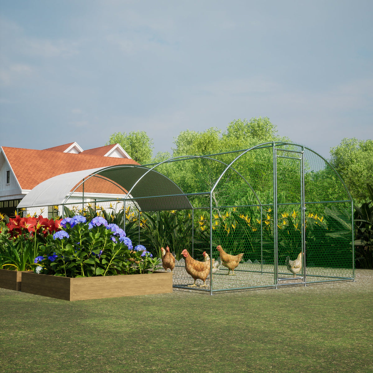 Walk-In Dome Chicken Coop With UV-Resistant Cover