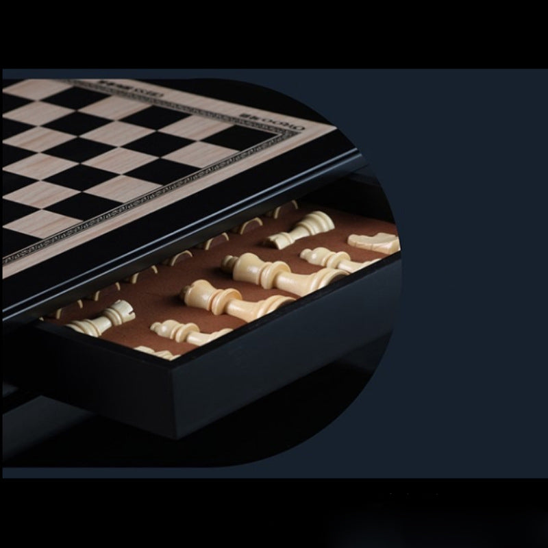 Solid Wood Chess Table With Built-In Piece Storage