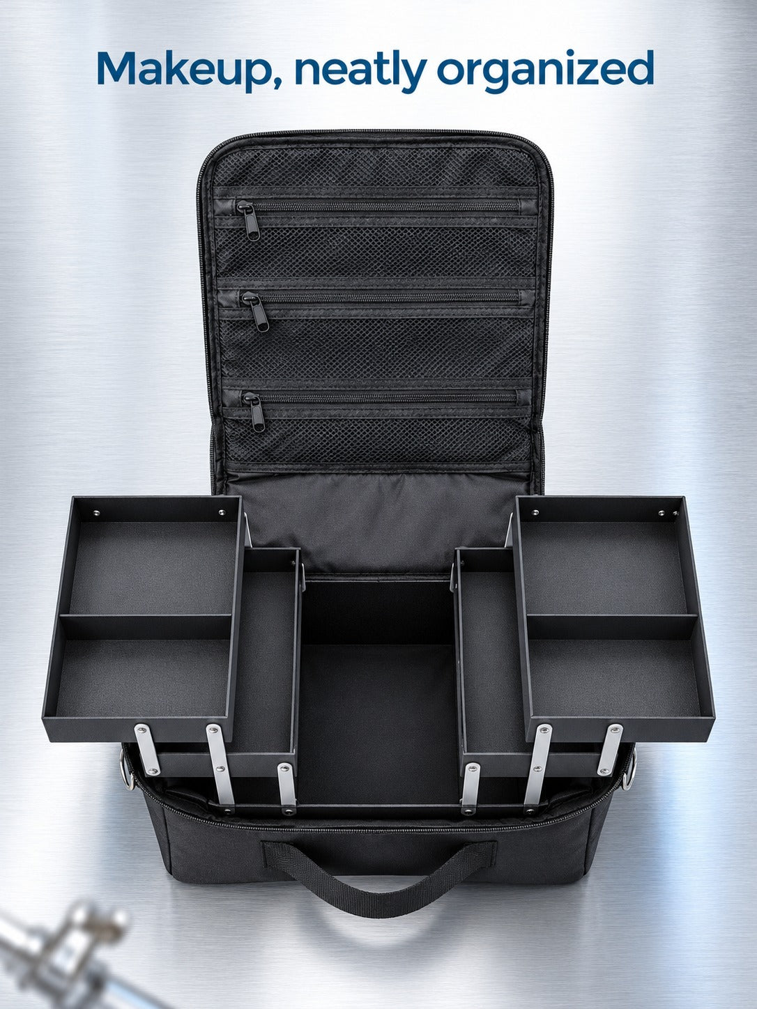 Large Makeup Organizer Case with Trays for Pros