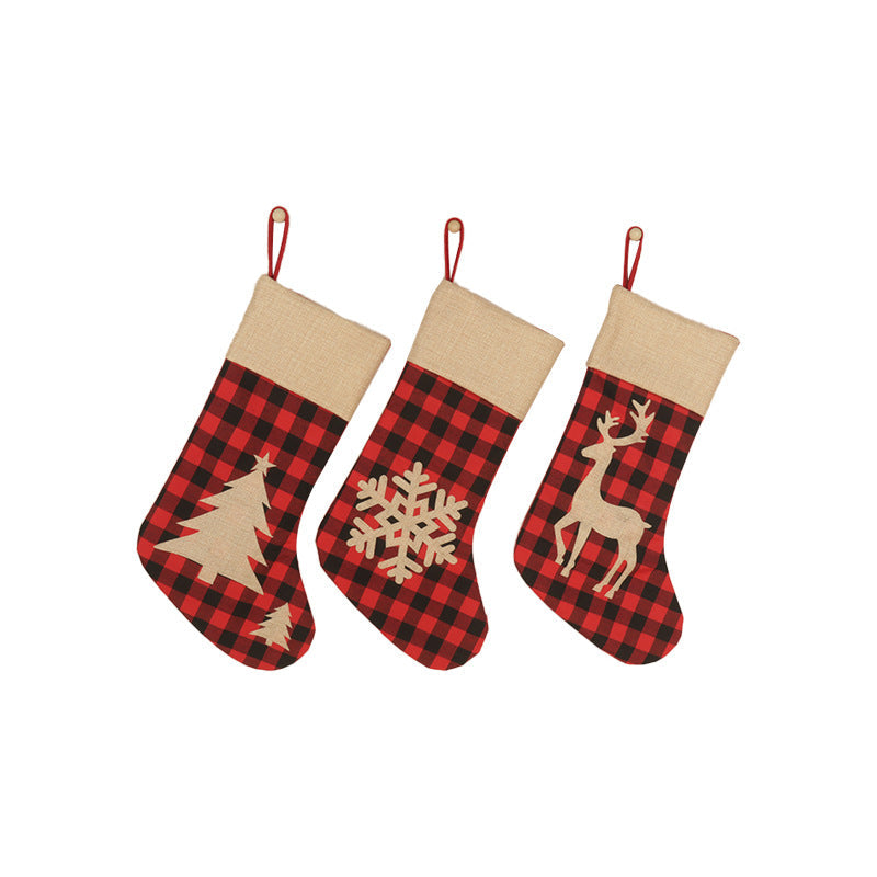 Christmas Stockings Set of 3 for Rustic Holiday Decor