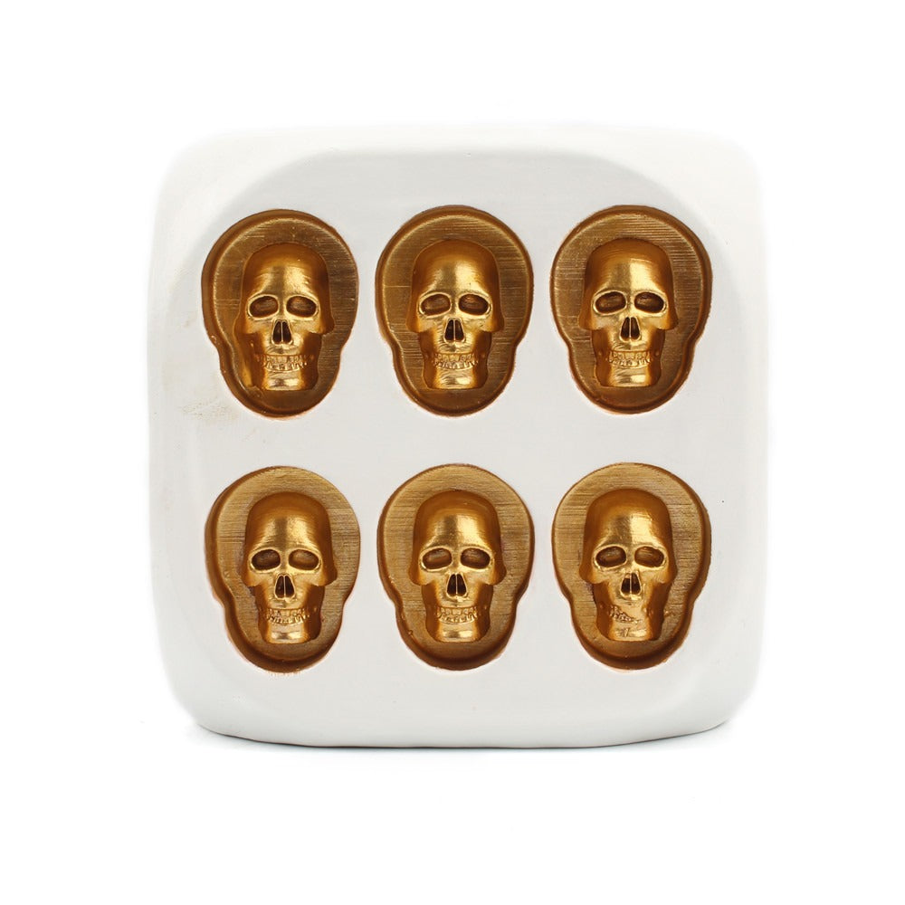 Large Skull Dice Resin Ornament for Gothic Game Rooms