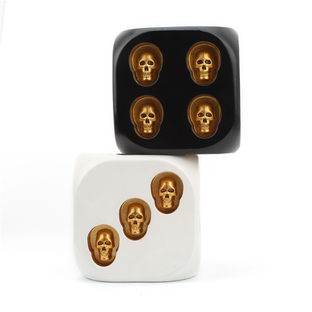 Large Skull Dice Resin Ornament for Gothic Game Rooms