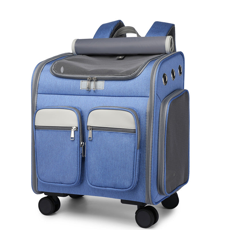 Rolling Cat Carrier Bag with Quiet 4-Wheel Mobility