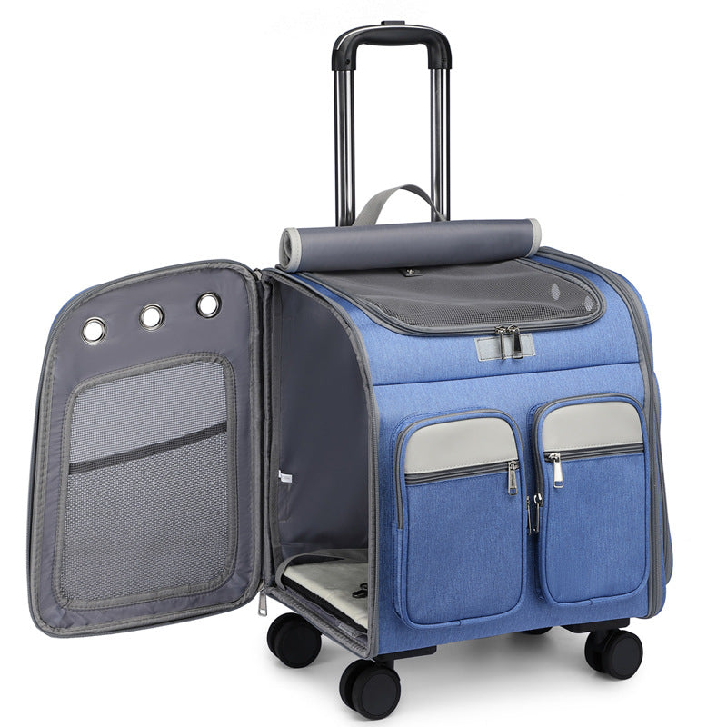 Rolling Cat Carrier Bag with Quiet 4-Wheel Mobility