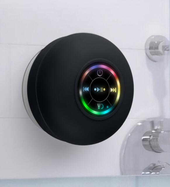 Waterproof Shower Speaker with Suction Cup and RGB Light