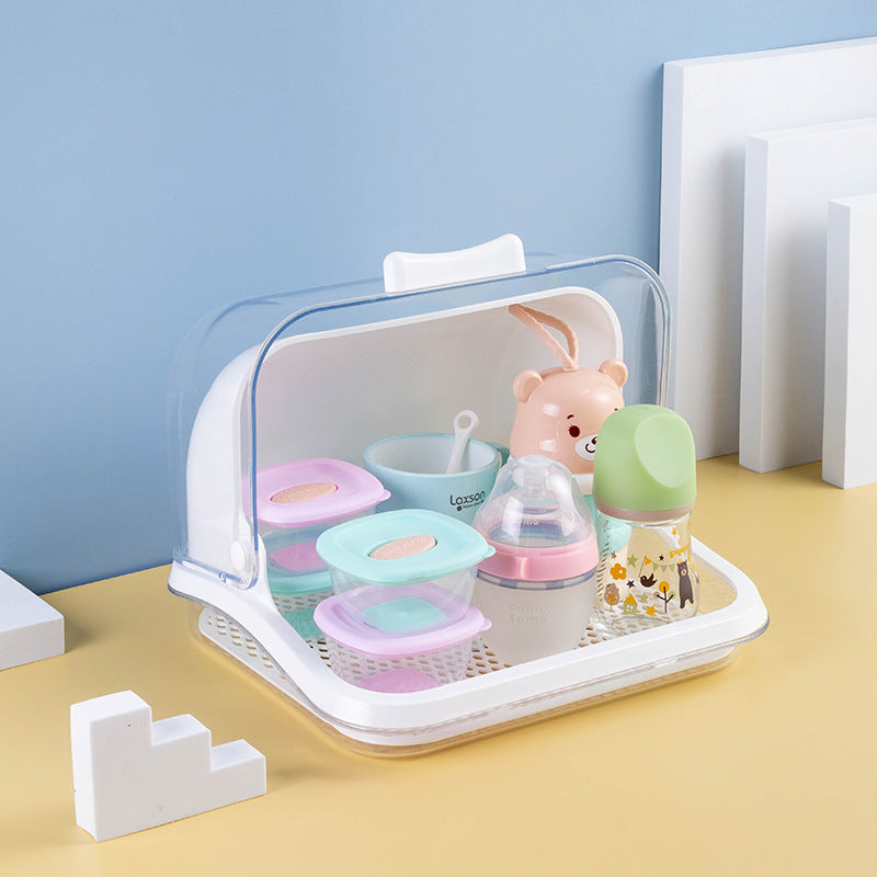 Baby Bottle Drying Rack with Dust-Proof Clear Cover