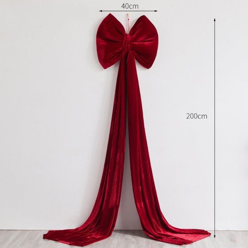 Oversized Wine Red Christmas Bow Tree Topper Decor