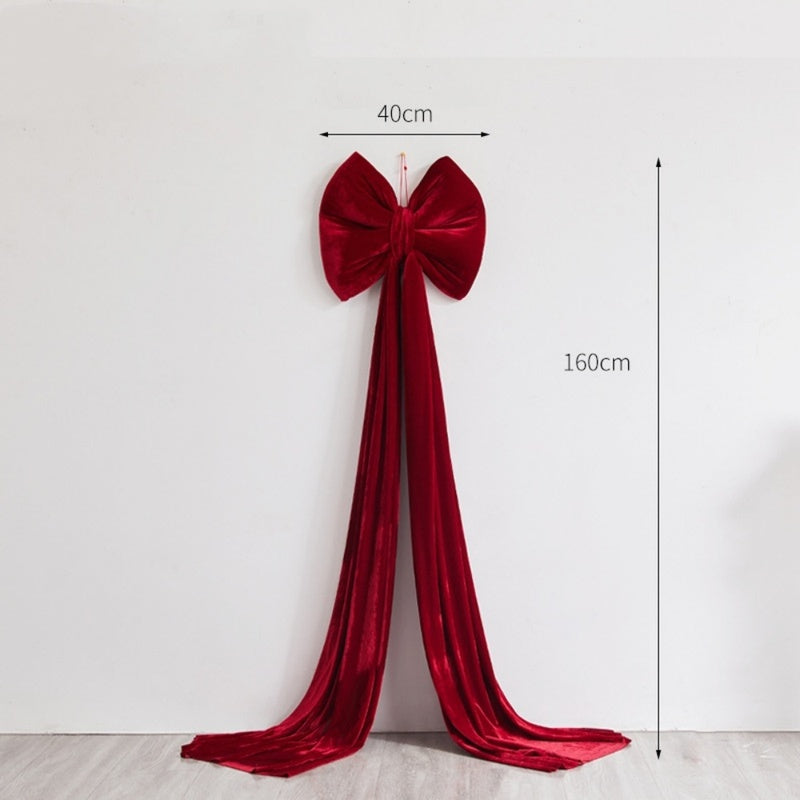 Oversized Wine Red Christmas Bow Tree Topper Decor