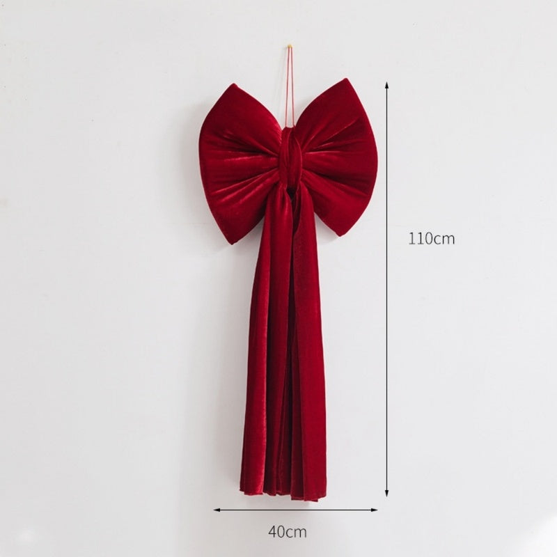 Oversized Wine Red Christmas Bow Tree Topper Decor