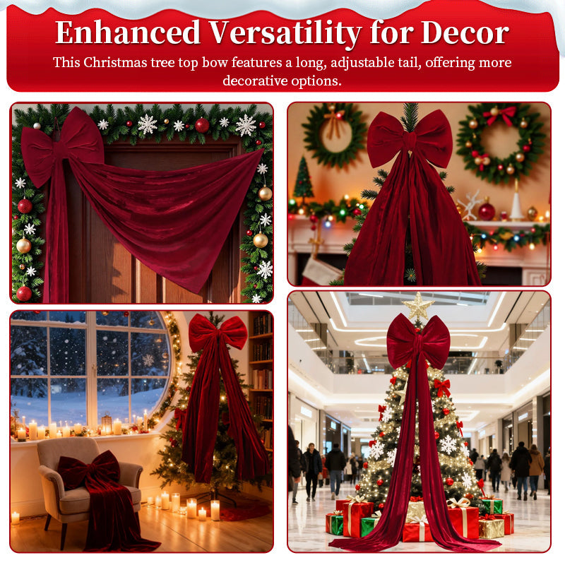 Oversized Wine Red Christmas Bow Tree Topper Decor