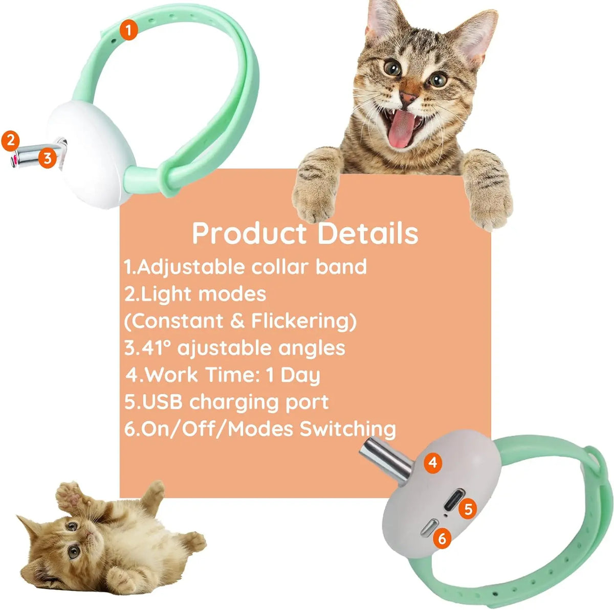 Laser Pointer Cat Collar - Hands-Free Automatic Play Toy