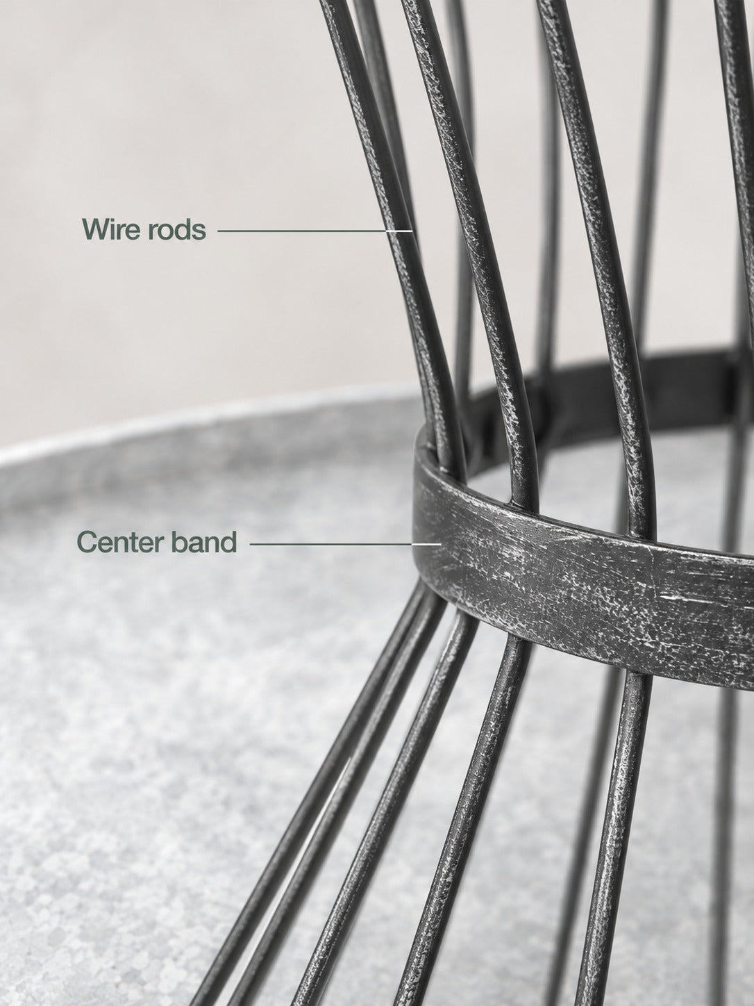 Distressed Metal Wire Side Table for Living Room and Patio