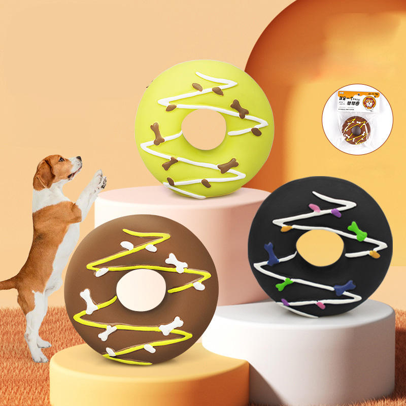 Bite-Resistant Donut Dog Toy for Interactive Play