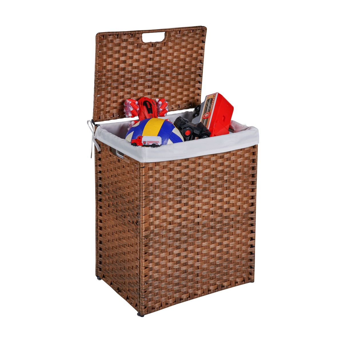 Rattan-Style Laundry Hamper with Lid, 100L Capacity