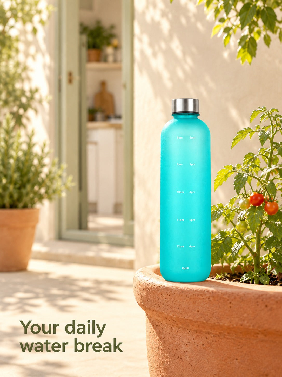 Leakproof 1L Tritan Water Bottle With Time Markers