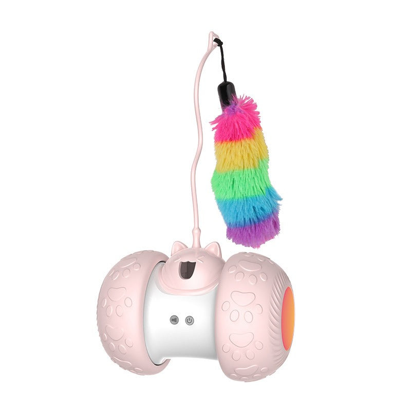 Interactive Cat Toy With Self-Balancing Feather Teaser