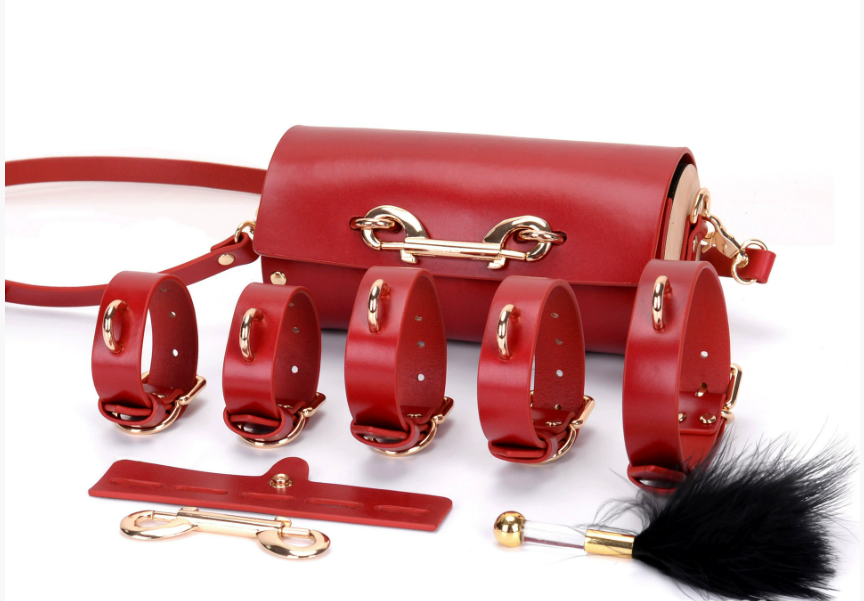 Leather Restraint Set for Couples With Adjustable Cuffs