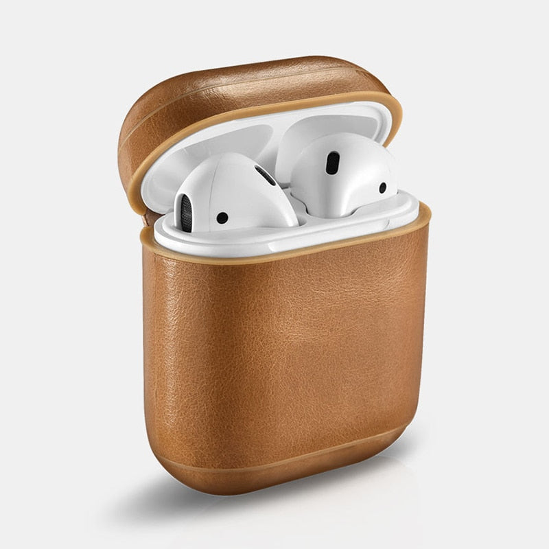 Leather AirPods Case Cover with Antique Brass Keyring Clip