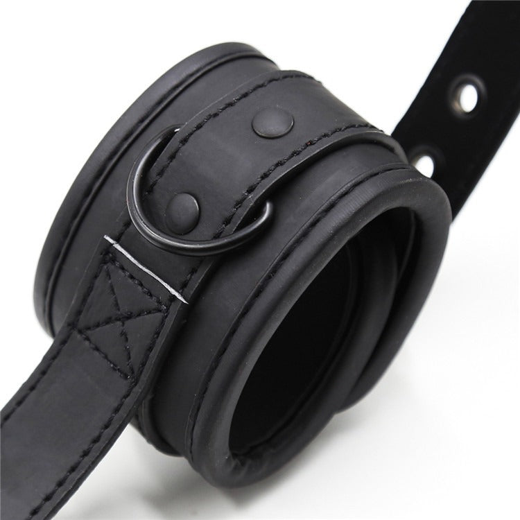 Leather Bondage Handcuffs With Adjustable Traction Grip