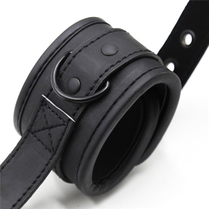 Leather Bondage Handcuffs With Adjustable Traction Grip