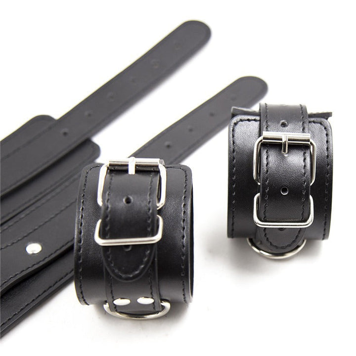 Leather Restraint Set With Adjustable Wrist & Ankle Cuffs