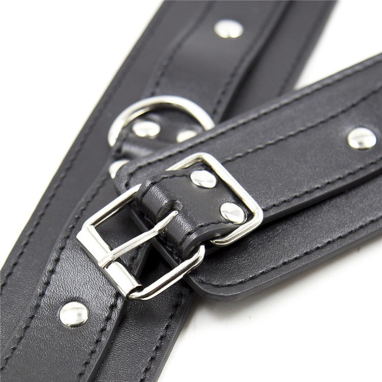 Leather Restraint Set With Adjustable Wrist & Ankle Cuffs