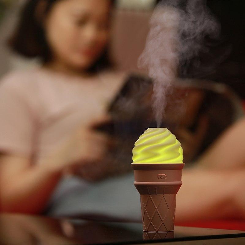 Ice Cream Humidifier with LED Glow for Desk & Car