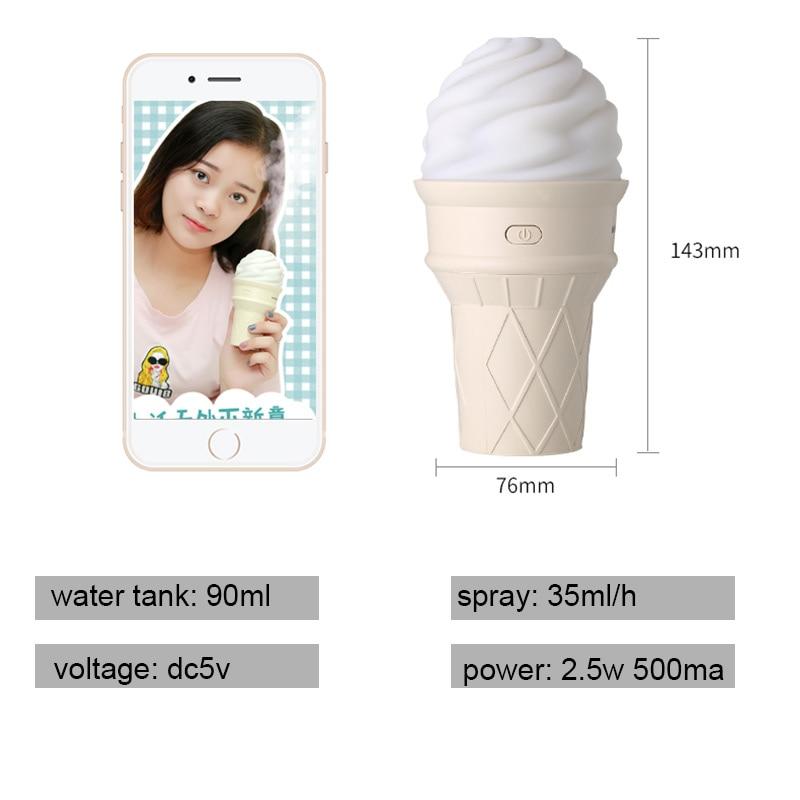 Ice Cream Humidifier with LED Glow for Desk & Car