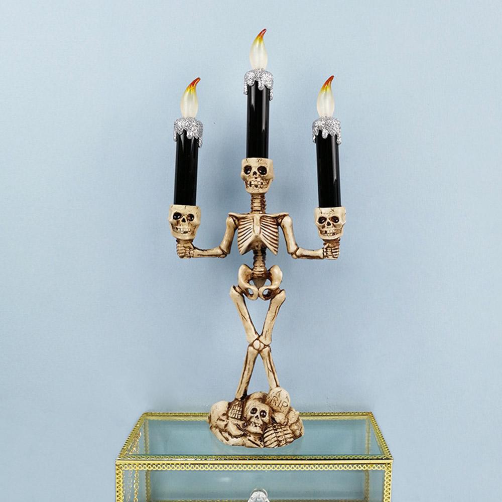 LED Skull Candle Holder: Gothic Halloween Centerpiece