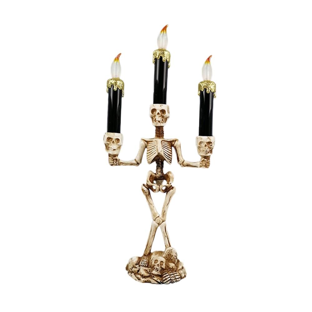 LED Skull Candle Holder: Gothic Halloween Centerpiece