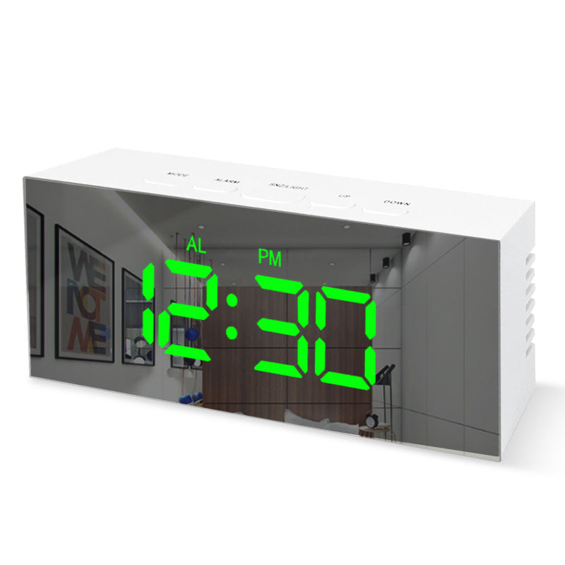 LED Digital Alarm Clock With Easy-Read Mirror Display