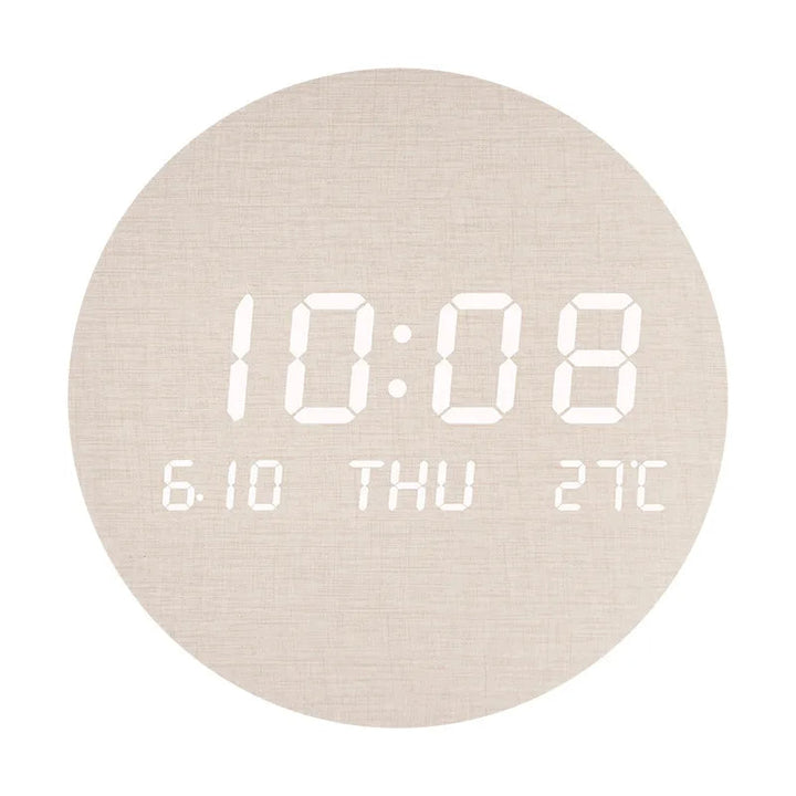 LED Wall Clock with Time, Date & Temperature Display