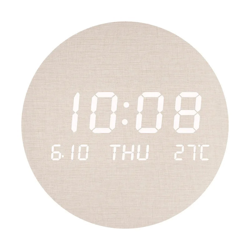 LED Wall Clock with Time, Date & Temperature Display