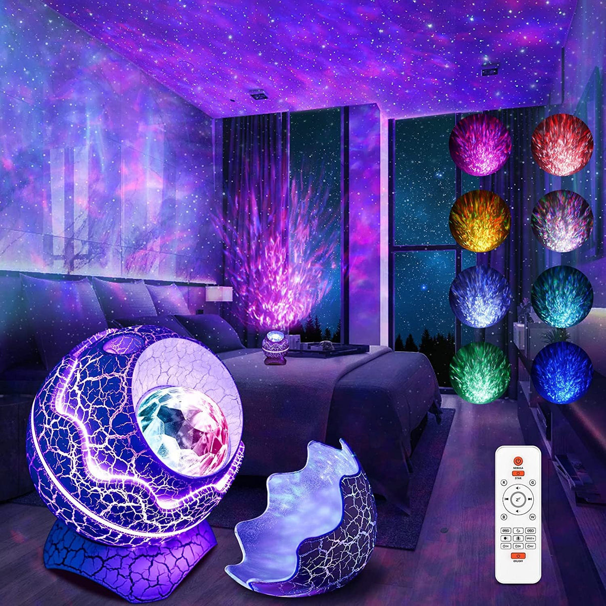 Dinosaur Egg Star Projector Night Light with Sounds