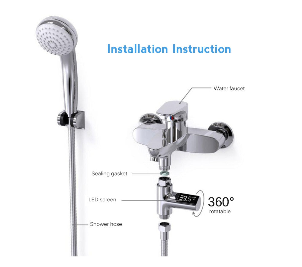 LED Shower Thermometer With Accurate Digital Display