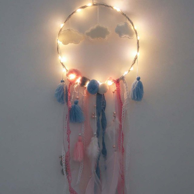 LED Dream Catcher with Warm Lights for Cozy Room Decor