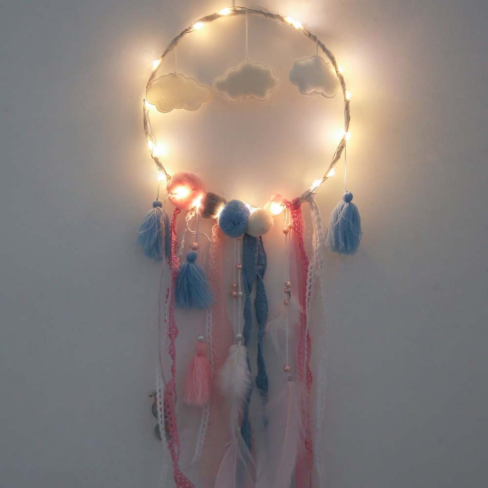 LED Dream Catcher with Warm Lights for Cozy Room Decor