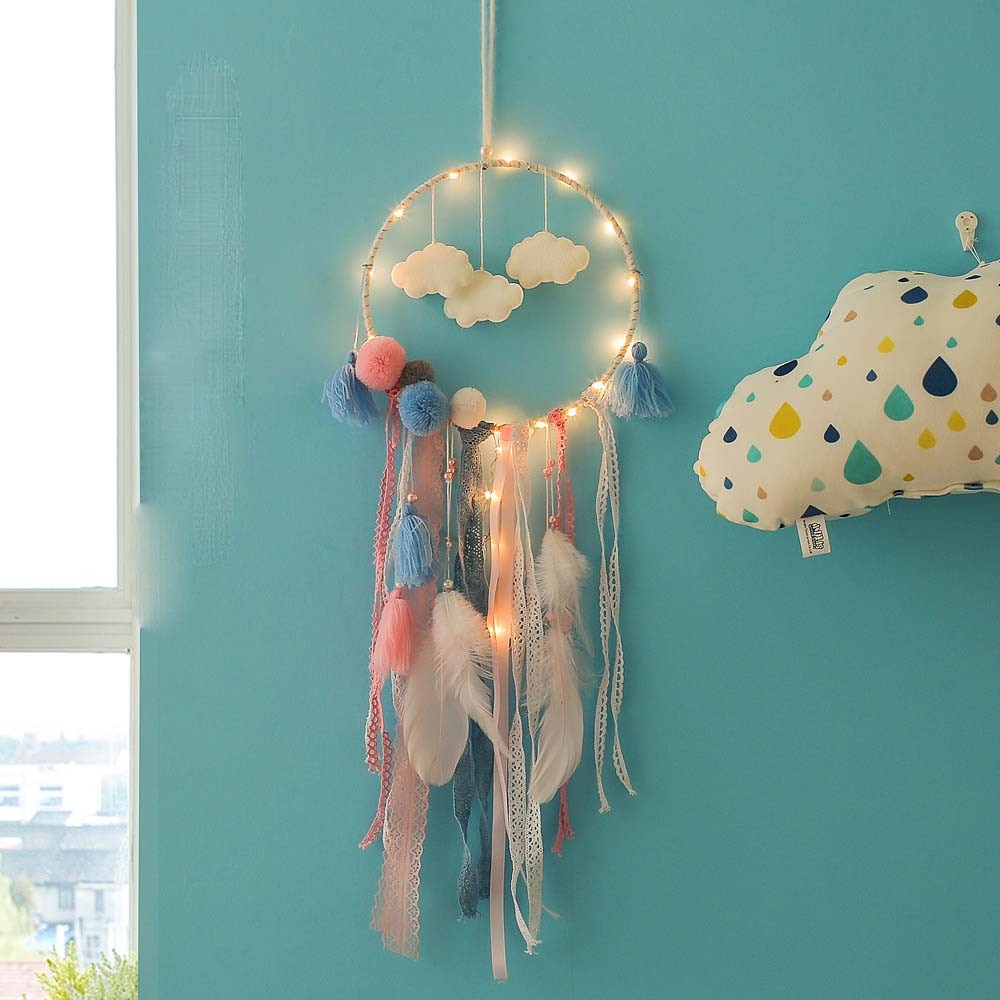 LED Dream Catcher with Warm Lights for Cozy Room Decor