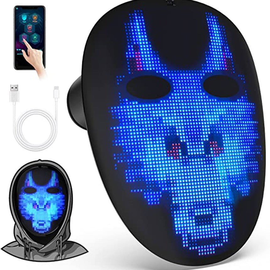 LED Face Mask with Bluetooth Animated Face Visuals